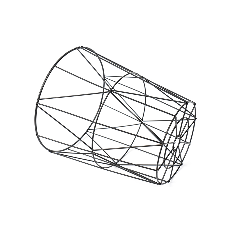 Lixeira redonda preta de malha de arame para escritório e quarto