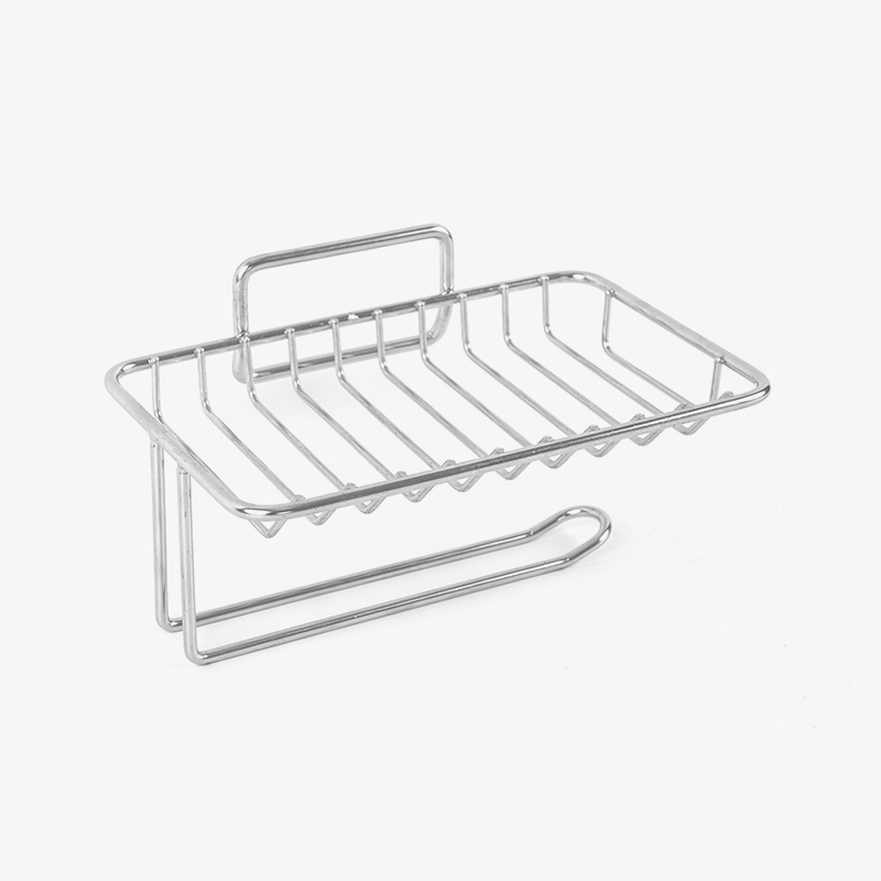 Saboneteira de cerâmica com autodrenagem e suporte de aço inoxidável