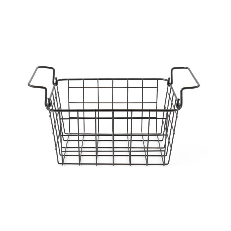 Caixa de armazenamento utilitário empilhável de malha de arame de metal, retângulo grande