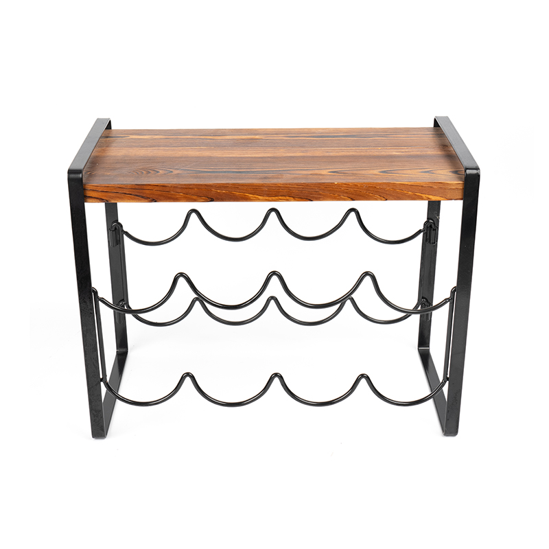 A cremalheira de madeira rústica do vinho da bancada engarrafa nenhum conjunto da necessidade